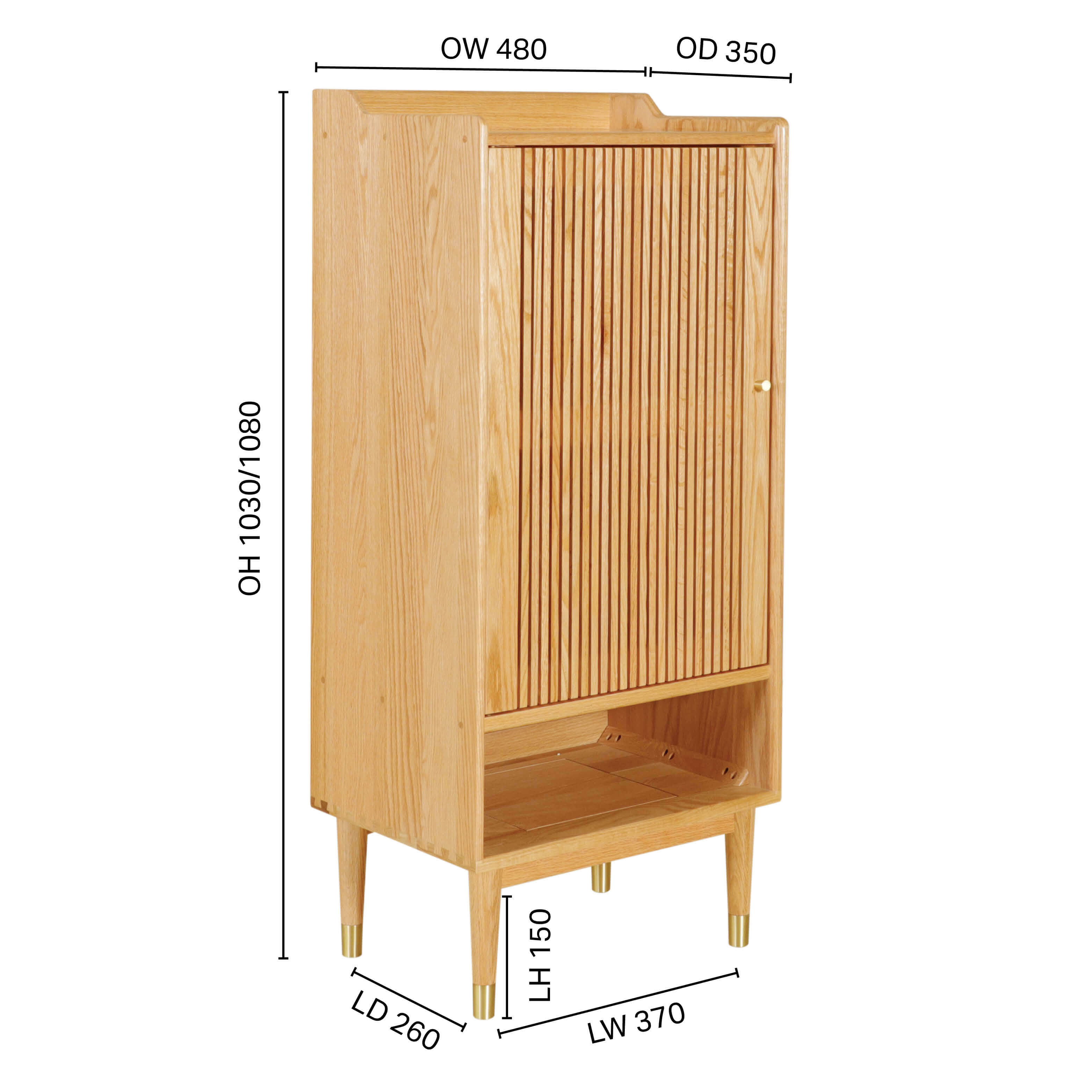 Cole Shoe Cabinet / Console Table - W480 - Walnut Wood